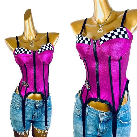 Vintage Other - Vintage 90s pink metallic bustier corset top